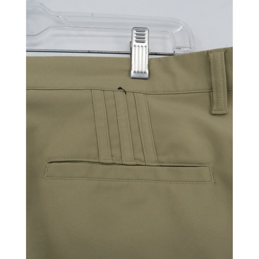 Adidas Mens Golf Pants Tan Khaki Flat Front Performance Trousers 36x30